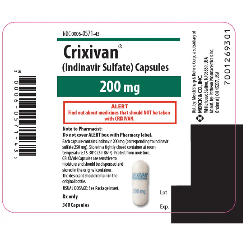 Криксиван Crixivan 200 мг/360 капсул